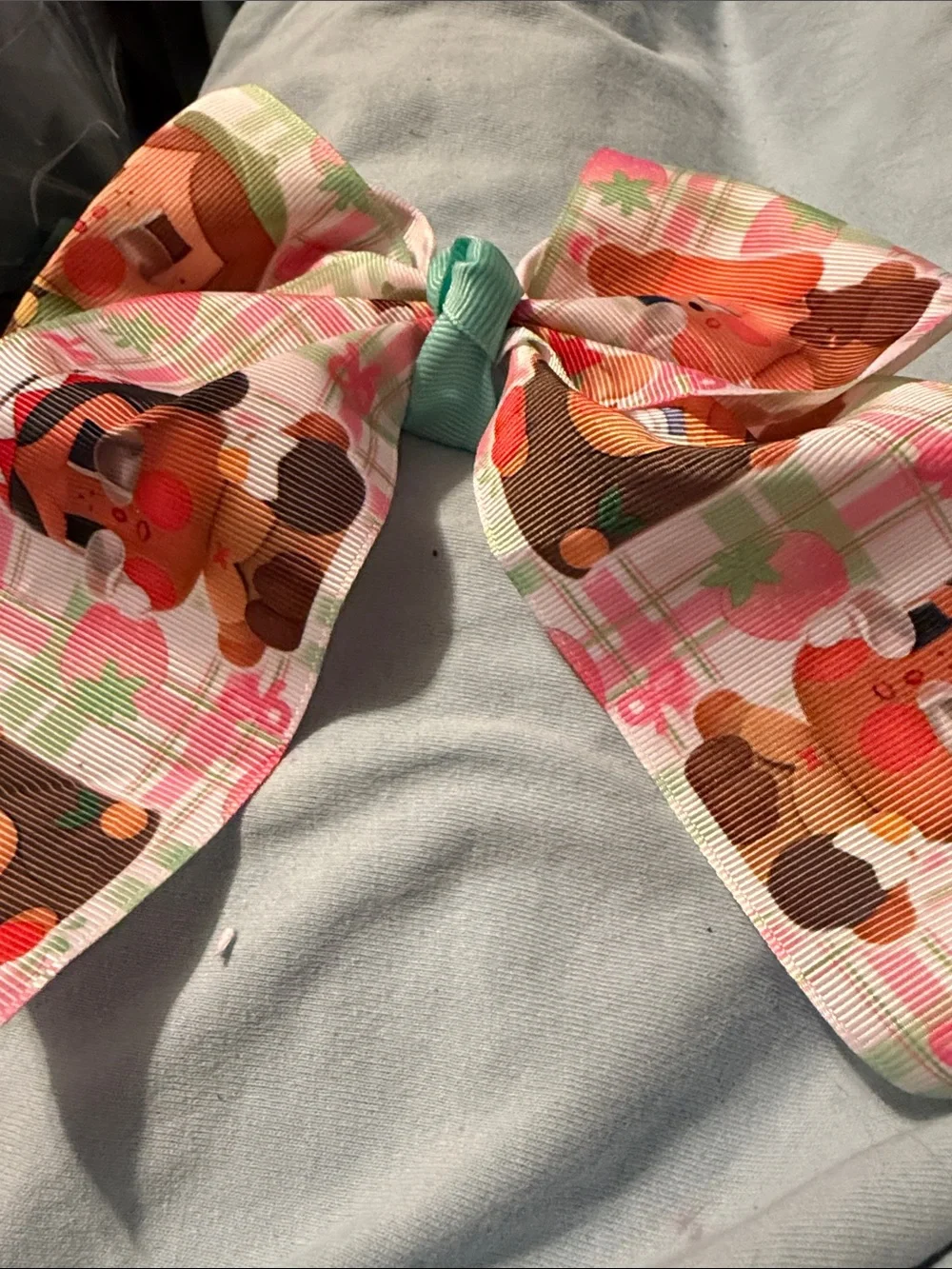 Multiples Blue Mermaid Print Hair Bow with Orange Scrunchies